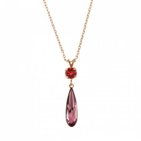 Pandantiv cu lant placat cu Aur roz de 24K, cu cristale Swarovski, Xenia - Odyssey | 5030/4-1091RG-Multicolor-6299
