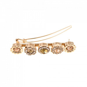 Agrafa de par placata cu Aur roz de 24K, cu cristale Swarovski, Jackie | 9002-39132RG-Bej-6520