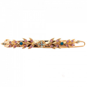 Agrafa de par placata cu Aur roz de 24K, cu cristale Swarovski, Spring Flowers | 9029-2141RG-Multicolor-6200