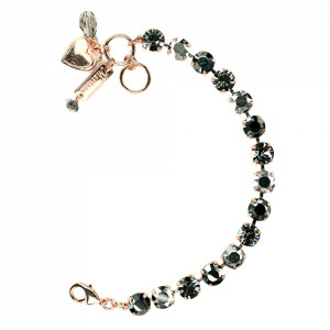 Bratara placata cu Aur roz de 24K, cu cristale originale, Black Diamond | 4252-747RG
