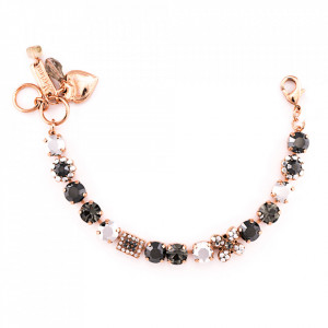 Bratara placata cu Aur roz de 24K, cu cristale originale, Black Diamond | 4068-747RG