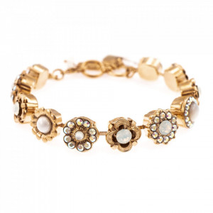 Bratara placata cu Aur roz de 24K, cu cristale Swarovski, Seashell | 4072-M1201RG-Alb-1250