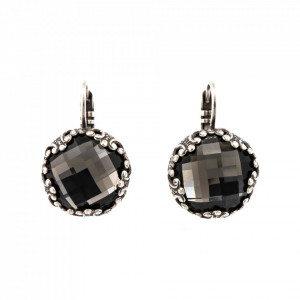 Cercei placati cu Argint 925, cu cristale Swarovski, Black Diamond | 1374-215ASP6-Gri-5460