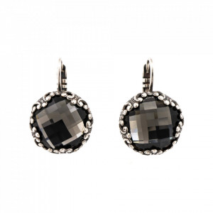 Cercei placati cu Argint 925, cu cristale Swarovski, Black Diamond | 1374-215ASP6-Gri-5460