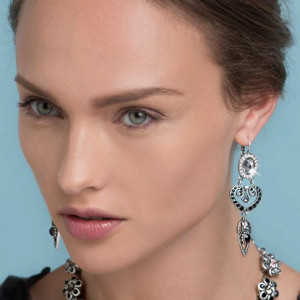 Cercei placati cu Argint 925, cu cristale Swarovski, Black Diamond | 1423/1-1073SP6-Multicolor-6020