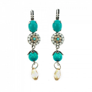 Cercei placati cu Argint 925, cu cristale Swarovski, Sapphire Sky | 1416/1-807SP6-Multicolor-5640