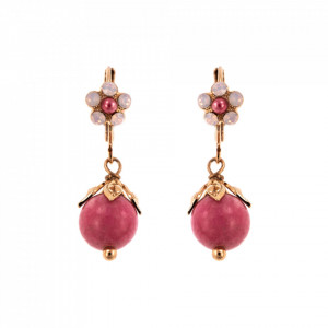 Cercei placati cu Aur roz de 24K, cu cristale Swarovski, Antigua | 1424/3-M223-1RG6-Roz-5700