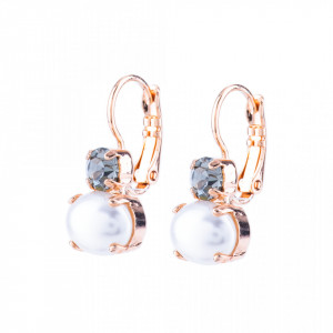 Cercei placati cu Aur roz de 24K, cu cristale Swarovski, Earl Grey | 1462-1132RG6-Alb/Gri-8650