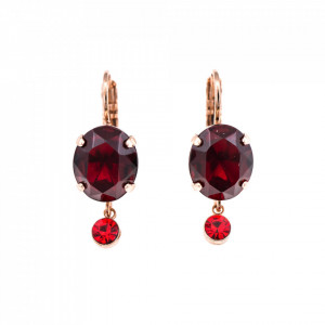 Cercei placati cu Aur roz de 24K, cu cristale originale, Lady In Red | 1023/2-1070RG6
