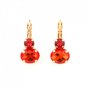 Cercei placati cu Aur roz de 24K, cu cristale originale, Lady In Red | 1462-1047RG6
