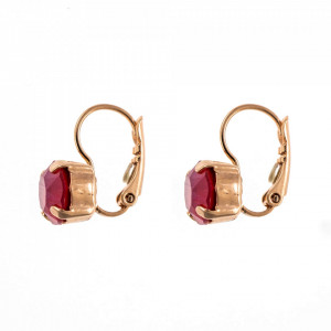 Cercei placati cu Aur roz de 24K, cu cristale Swarovski, Lady In Red | 1440-250RG6-Rosu-6340