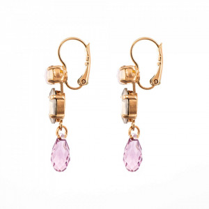 Cercei placati cu Aur roz de 24K, cu cristale Swarovski, Purple Rain | 1514/1-M83371RG6-Multicolor-6460