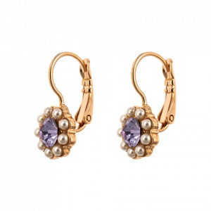 Cercei placati cu Aur roz de 24K, cu cristale Swarovski, Romance | 1379-139-10RG6-Multicolor-5860