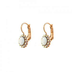 Cercei placati cu Aur roz de 24K, cu cristale Swarovski, Seashell | 1133-1201RG6-Alb-2210