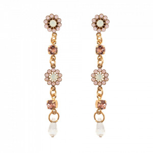 Cercei placati cu Aur roz de 24K, cu cristale Swarovski, Aura | 1111/3-1112RG2
