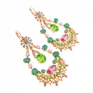 Cercei placati cu Aur roz de 24K, cu cristale Swarovski, California Dreaming | 1422-1028RG6-Multicolor-5990