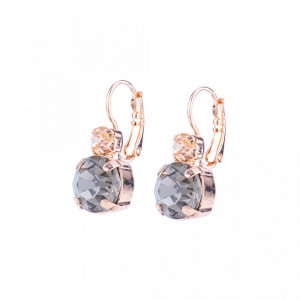 Cercei placati cu Aur roz de 24K, cu cristale Swarovski, Earl Grey | 1037-1132RG6-Gri/Bej-8660