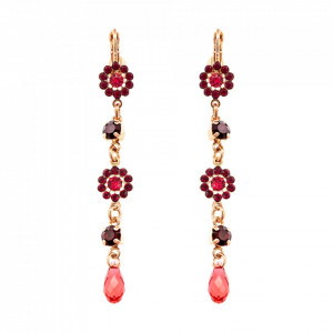 Cercei placati cu Aur roz de 24K, cu cristale Swarovski, FireFly | 1111/3-2140RG6-Rosu-1960