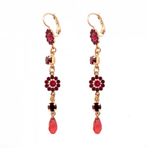 Cercei placati cu Aur roz de 24K, cu cristale Swarovski, FireFly | 1111/3-2140RG6-Rosu-2180