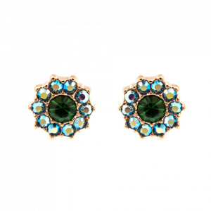 Cercei placati cu Aur roz de 24K, cu cristale Swarovski, Julia | 1157-3322RG2-Verde/Albastru-9170