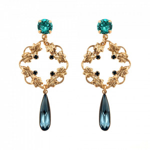 Cercei placati cu Aur roz de 24K, cu cristale Swarovski, Nightfall | 1185/2-1114RG2-Albastru-5400