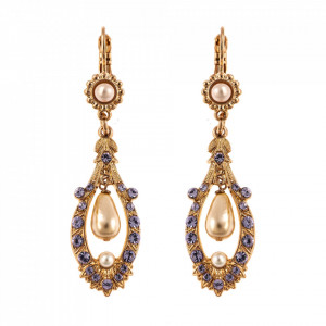 Cercei placati cu Aur roz de 24K, cu cristale Swarovski, Romance | 1120-139-10RG6-Multicolor-1970