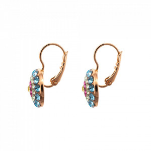 Cercei placati cu Aur roz de 24K, cu cristale Swarovski, Spring Flowers | 1141-2141RG6-Multicolor-2250