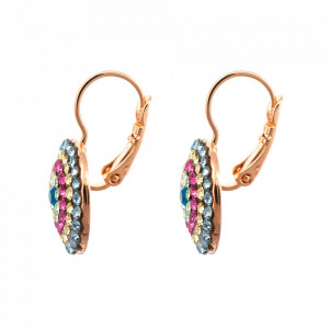 Cercei placati cu Aur roz de 24K, cu cristale Swarovski, Spring Flowers | 1193-2141RG6-Multicolor-5790
