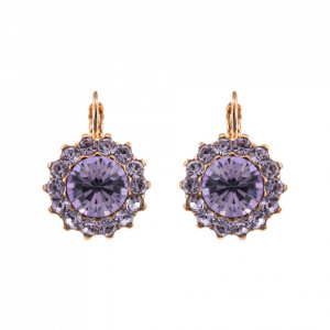 Cercei placati cu Aur roz de 24K, cu cristale Swarovski, Violet - Colors | 1317-371371RG6-Mov-5630