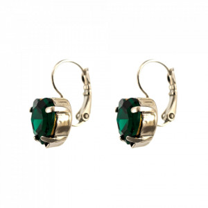 Cercei placati cu rodiu, cu cristale Swarovski, Emerald | 1100/2-205RO6-Verde-2150