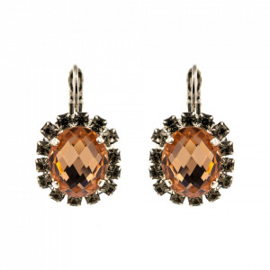 Cercei placati cu rodiu, cu cristale Swarovski, Earl Grey | 1090/4-1132RO6-Gri/Bej-8970