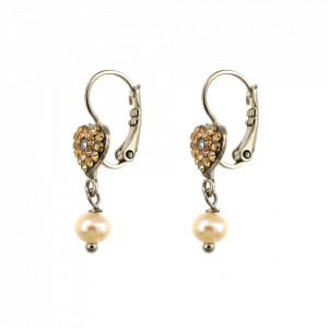 Cercei placati cu rodiu, cu cristale Swarovski, Earl Grey | 1898-1132RO6-Alb/Gri, Bej-8980