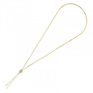 Colier placat cu aur - Bolo Blue Sky Agate cu piatra semipretioasa Agat Albastru-Albastru-8810