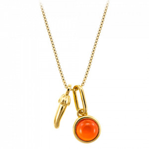Colier placat cu aur Lucky Chili Pepper si piatra semipretioasa Red Agate (Agat Rosu)