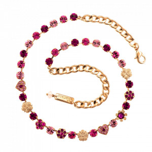 Colier placat cu Aur roz de 24K, cu cristale Swarovski, Camelia | 3028/2-5022RG-Multicolor-4300