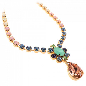 Colier placat cu Aur roz de 24K, cu cristale Swarovski, California Dreaming | 3156/2-1067RG-Multicolor-6530
