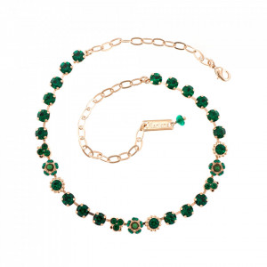 Colier placat cu Aur roz de 24K, cu cristale Swarovski, Emerald | 3028/1-205205RG-Verde-6650