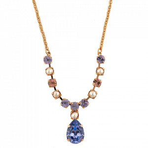 Colier placat cu Aur roz de 24K, cu cristale Swarovski, Romance | 3044/30-139-10RG-Multicolor-6280