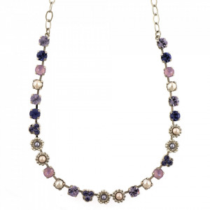 Colier placat cu rodiu, cu cristale Swarovski, Romance | 3028/1-139-10RO-Mov-600