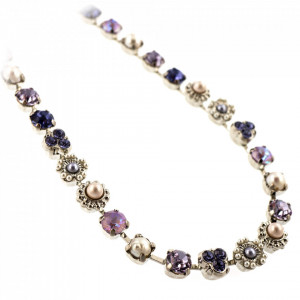 Colier placat cu rodiu, cu cristale Swarovski, Romance | 3028/1-139-10RO-Mov-610