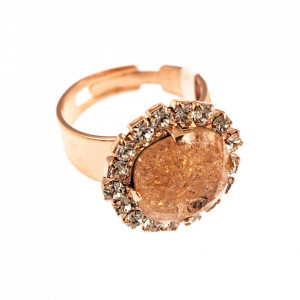 Inel placat cu Aur roz de 24K, cu cristale originale, Breakfast at Tiffany’s | 7080/4-2010RG
