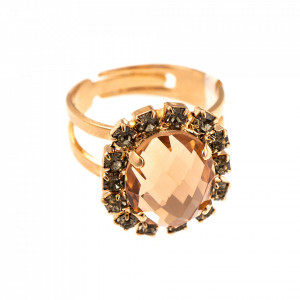 Inel placat cu Aur roz de 24K, cu cristale originale, Earl Grey | 7090/4-1132RG