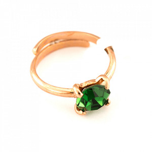 Inel placat cu Aur roz de 24K, cu cristale Swarovski, Emerald | 7606-205RG-Verde-7680