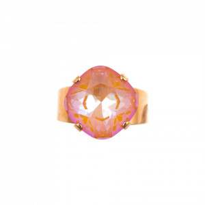 Inel placat cu Aur roz de 24K, cu cristale Swarovski, Gardenia | 7326/7-140RG-Portocaliu-7930