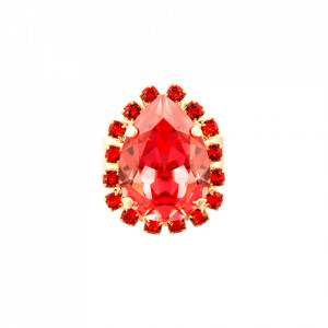 Inel placat cu Aur roz de 24K, cu cristale Swarovski, Lady In Red | 7098-1047RG-Rosu-8120