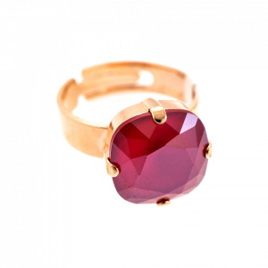 Inel placat cu Aur roz de 24K, cu cristale Swarovski, Lady In Red | 7326/4-250RG-Rosu-7550