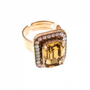Inel placat cu Aur roz de 24K, cu cristale Swarovski, Tiara Day | 7107-2333RG-Multicolor-7640