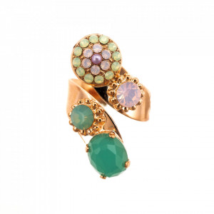 Inel placat cu Aur roz de 24K, cu cristale Swarovski, California Dreaming | 7416-1342RG-Multicolor-7590
