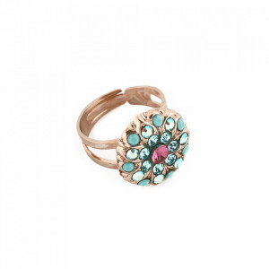 Inel placat cu Aur roz de 24K, cu cristale Swarovski, Guardian Angel | 7217-3711RG-Multicolor-7480