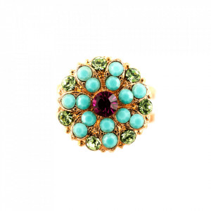 Inel placat cu Aur roz de 24K, cu cristale Swarovski, Guardian Angel | 7217-333RG-Multicolor-7870